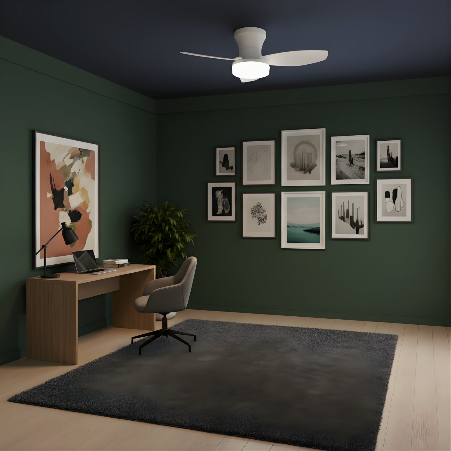 Brunn - 3 Blade Ceiling Fan with Dimmable LED & Remote Control