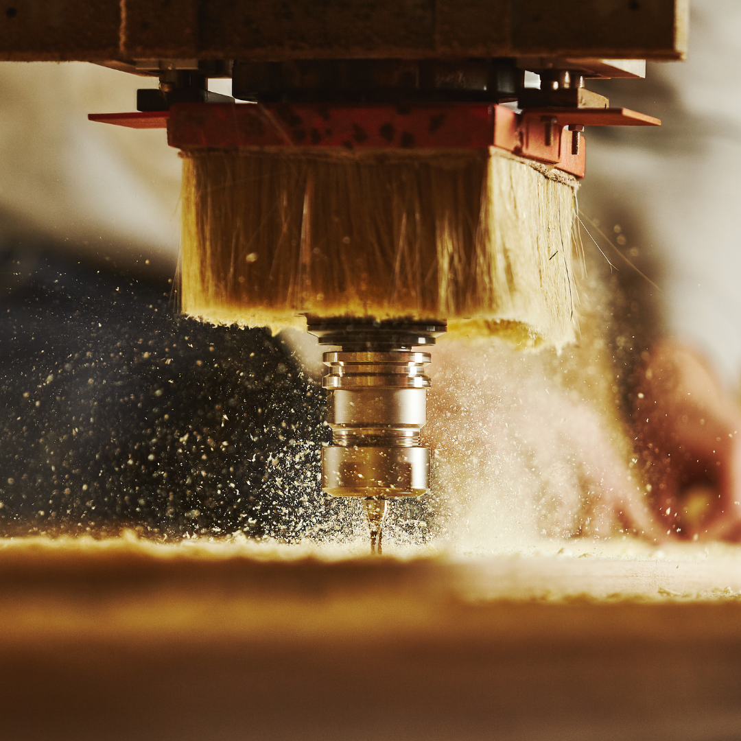 A tool drilling a wood for wooden chandeliers