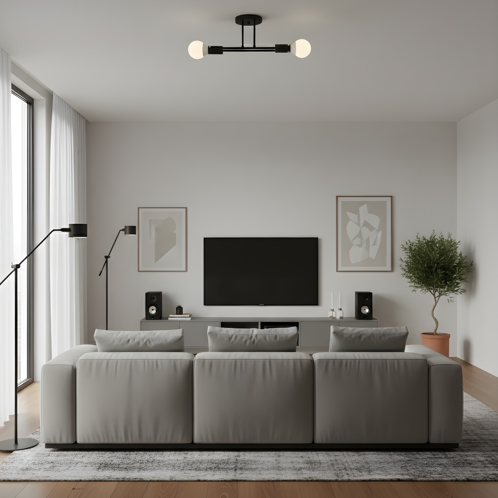 Skara - Flush Chandelier - Modern Sputnik Ceiling Fixture