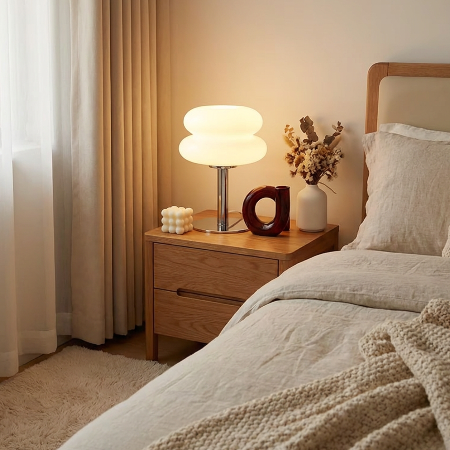 Glittertind | Macaron Glass Table Lamp – Trichromatic Dimming Light
