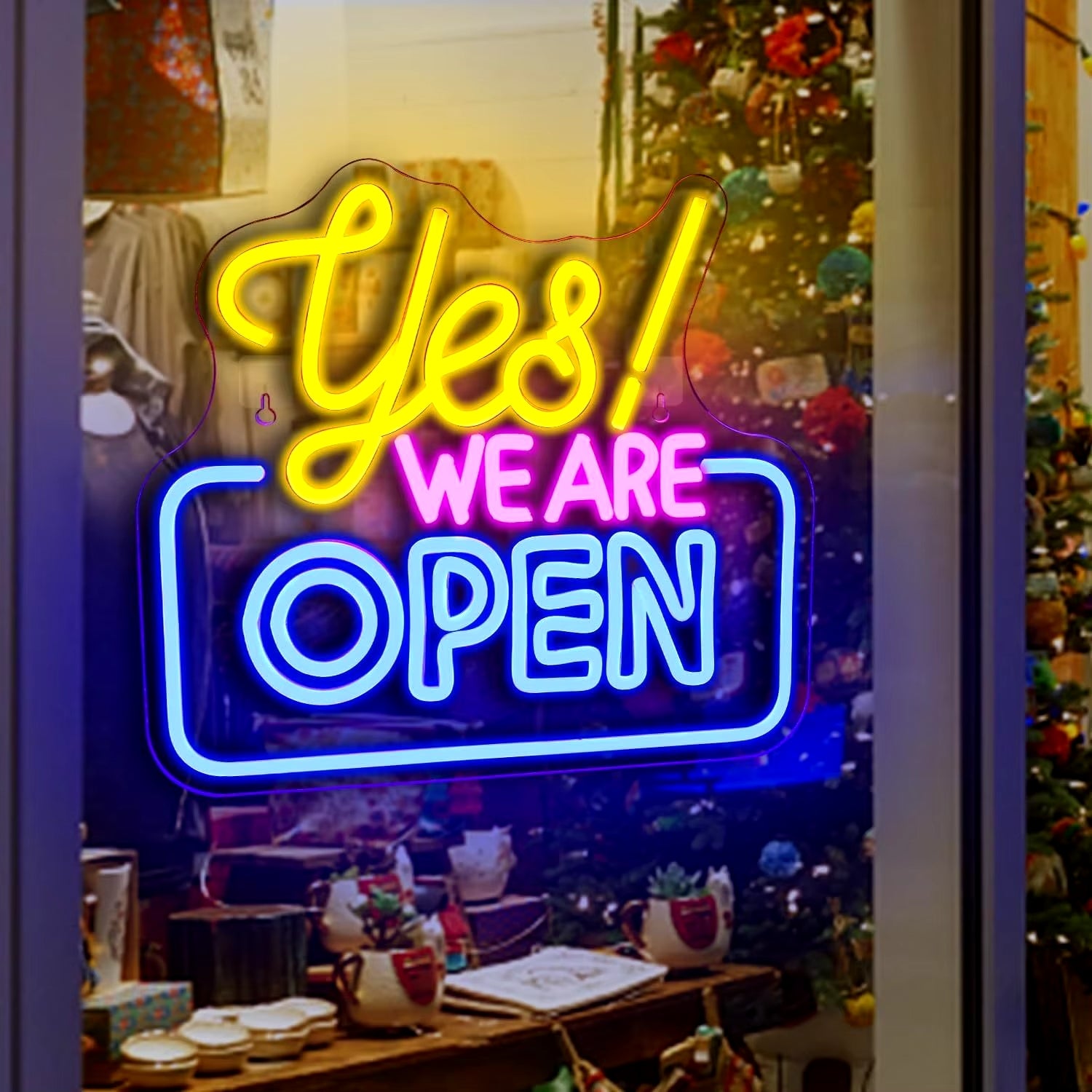 Yes we are open - neon sign