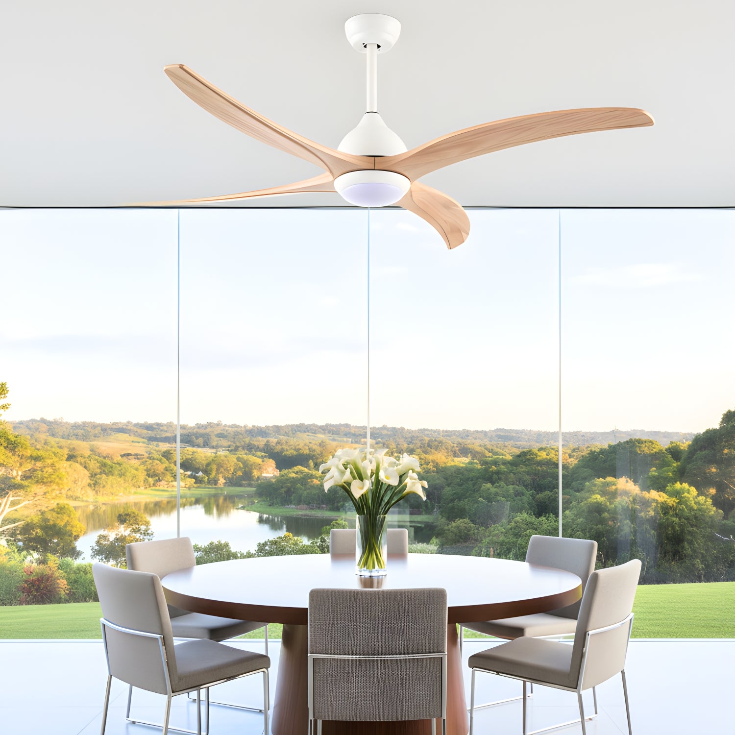 Osna - 52" Indoor/Outdoor Ceiling Fan with LED Light, Remote, 6 Speeds