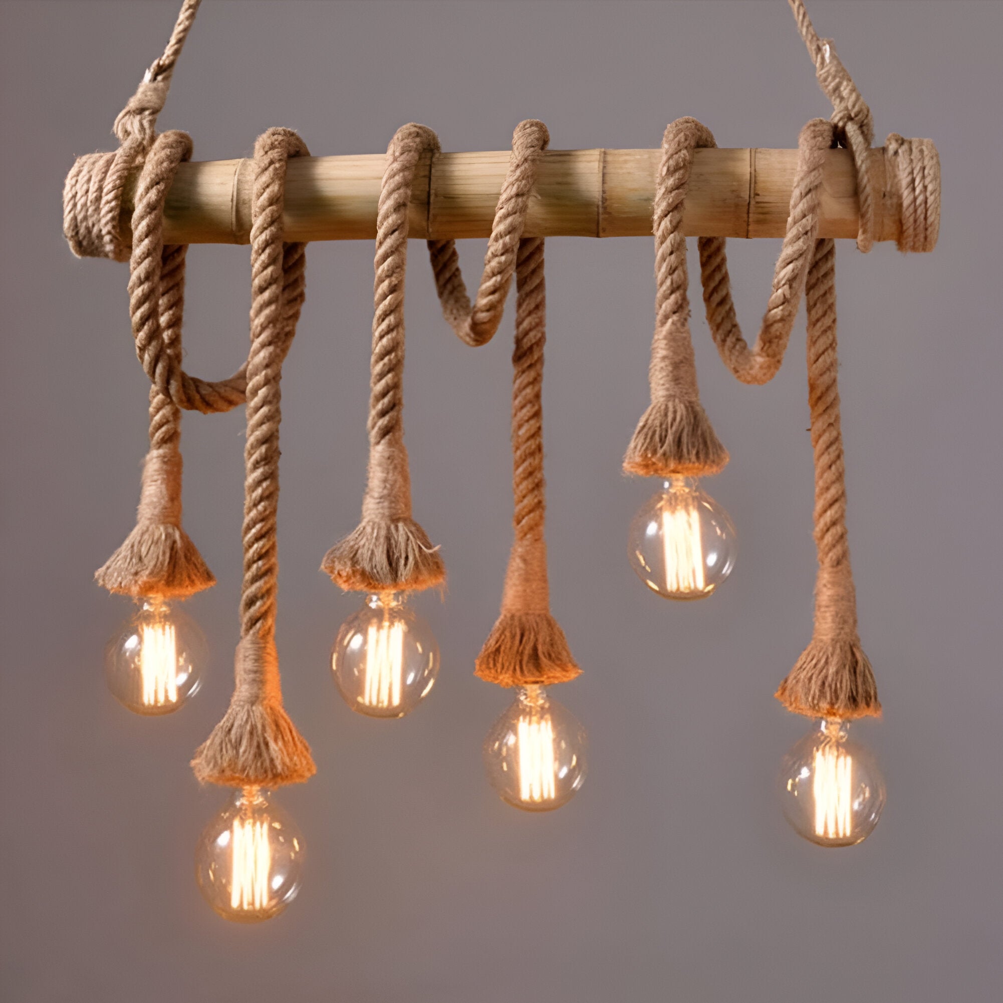 Bamboo rope pendant light