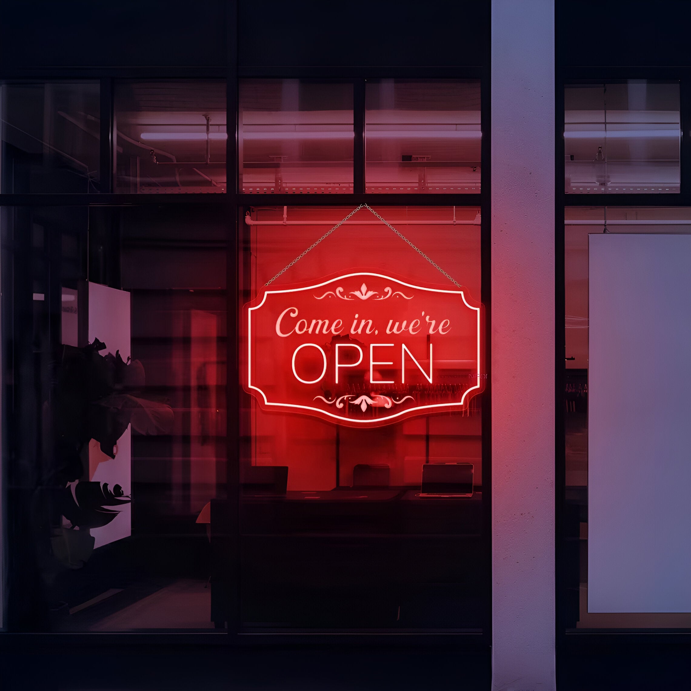 Neon Sign - We're Open